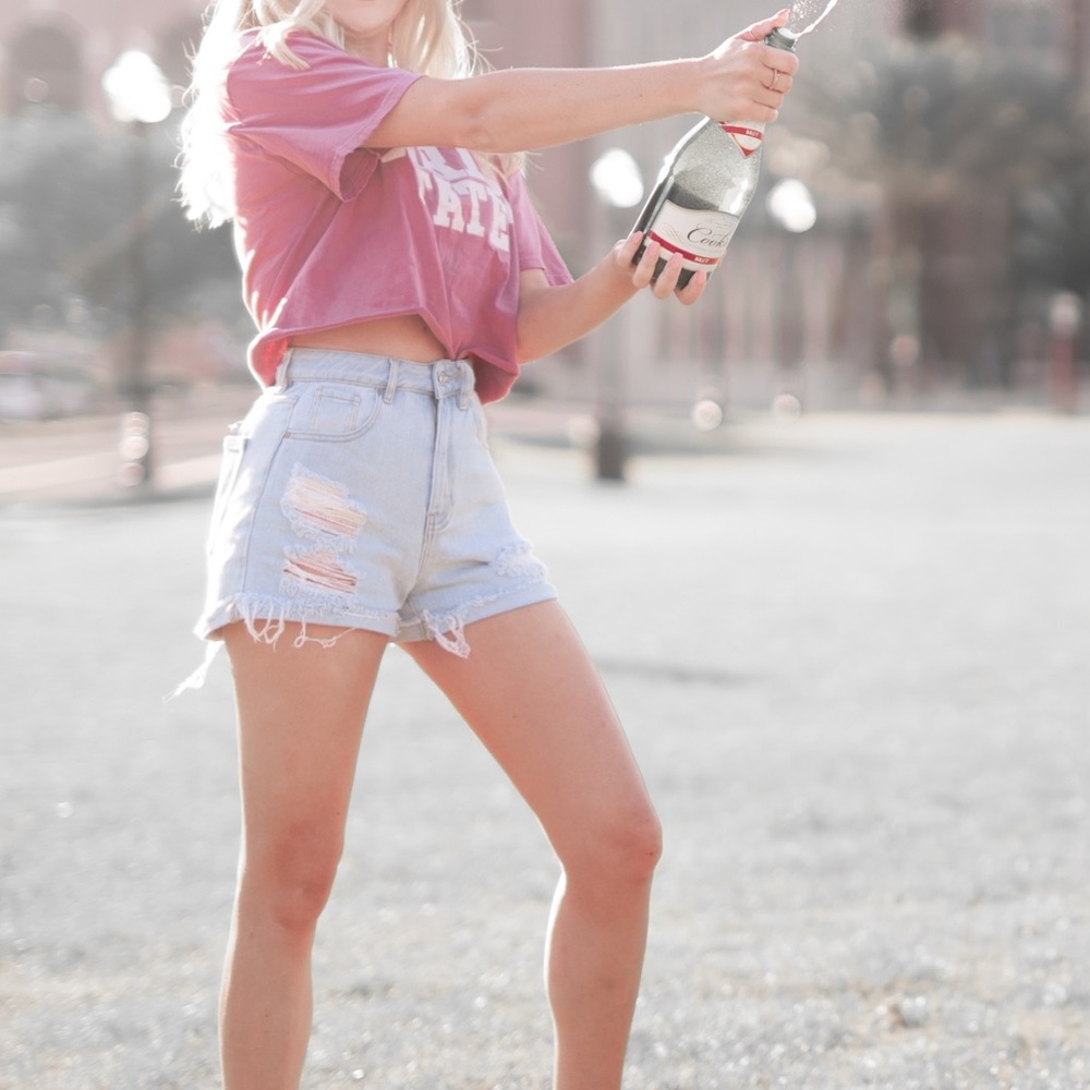 High waisted denim shorts